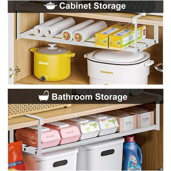 Expandable Adjustable Shoe Rack Shelf Organizer Under Cabinet Storage Black - Picture 5 of 7